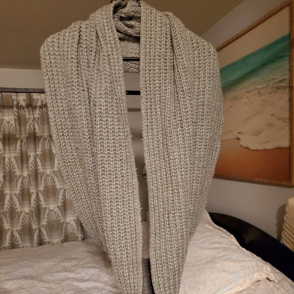 J Crew Cable Knit Infinity Scarf Gray - Wool Blend